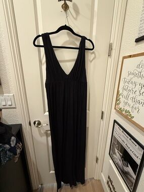 J. Crew Black Sleeveless V-Neck Maxi Dress